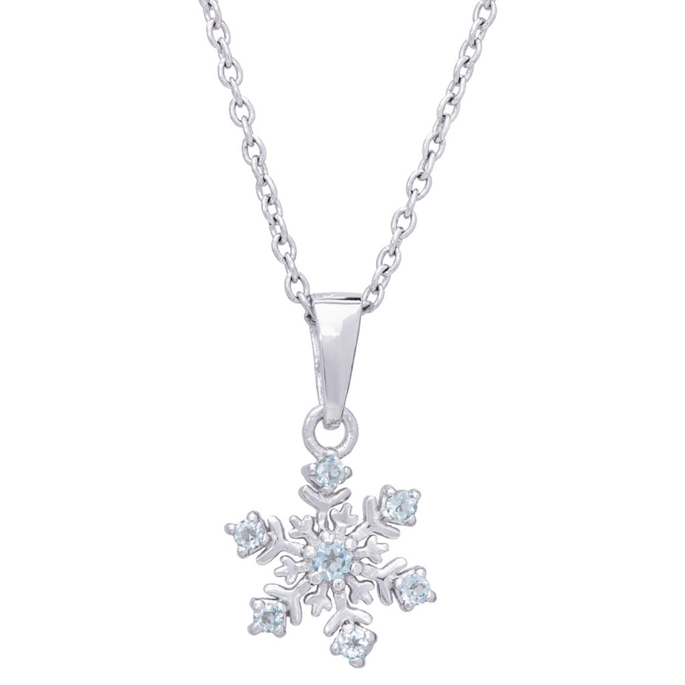NWT! Blue Topaz & Sterling Silver Snowflake Necklace by Macy’s, 18”, $100 retail